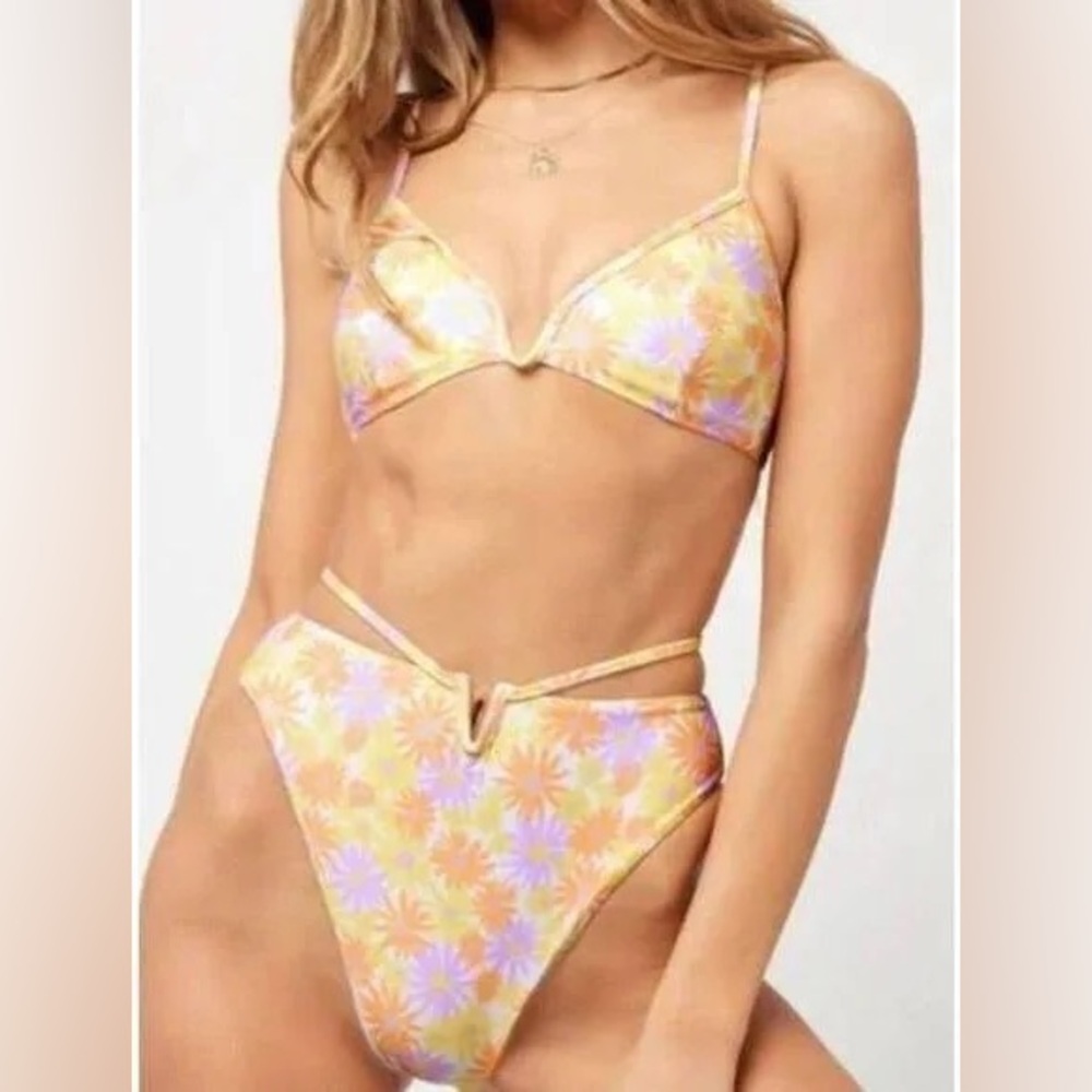 L*Space Printed Floral Joy Bikini Top and Bottom Set size S